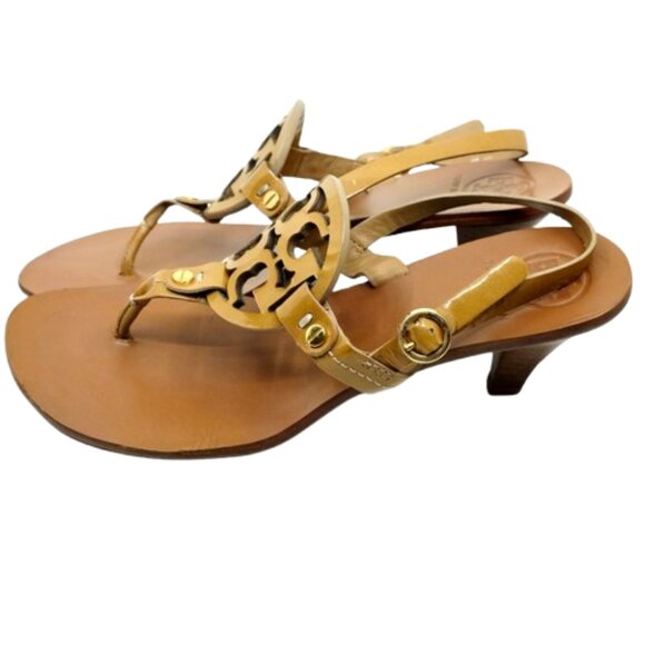 Tory Burch Shoes - TORY BURCH~Miller~KITTEN HEEL THONG SANDAL LEATHER WOMENS SHOES~Royal Tan 8M